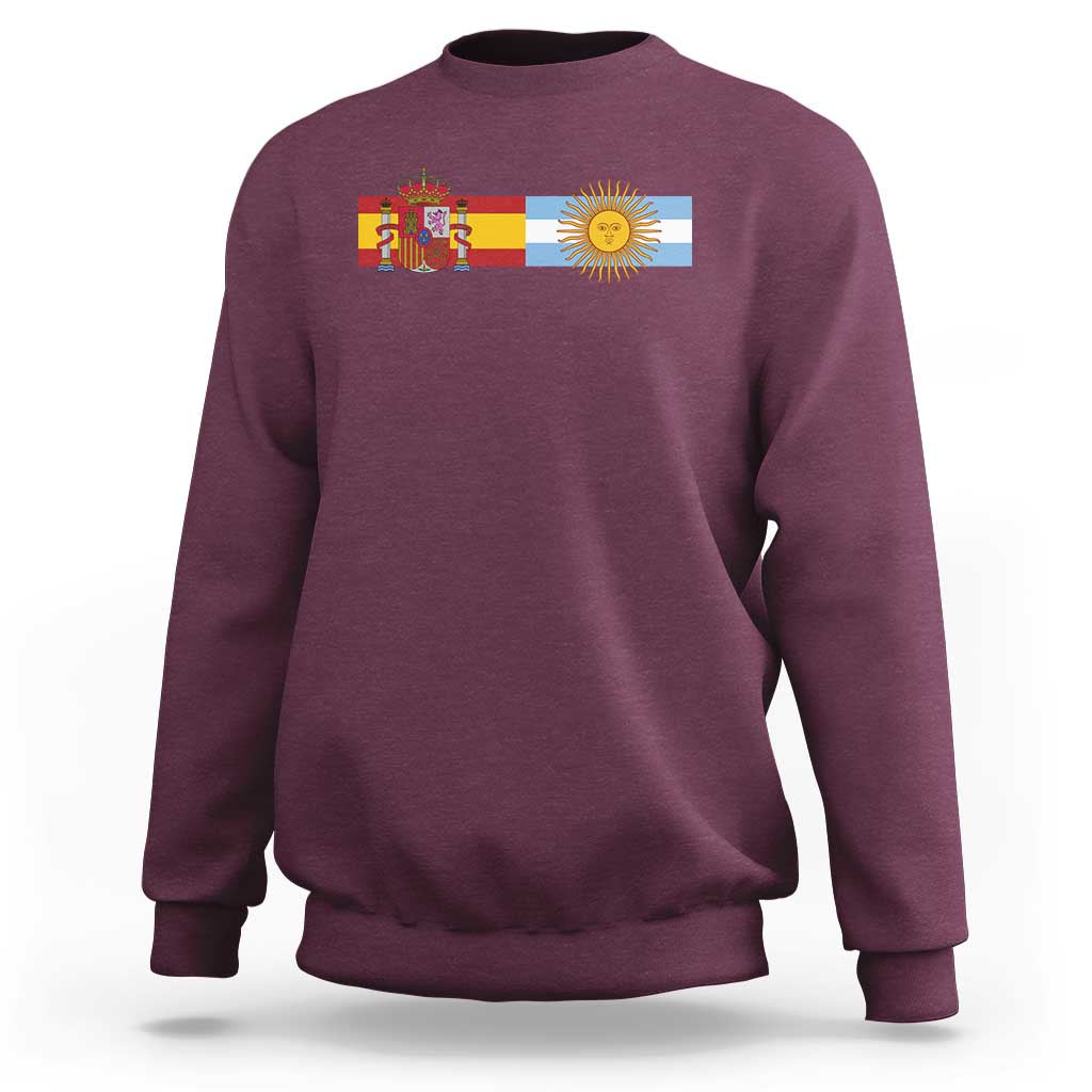 Spain Argentina Dual Flag Graphic Sweatshirt Mixed Roots Spanish Argentine Heritage Pride Match Day