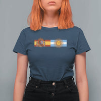 Spain Argentina Dual Flag Graphic T Shirt For Women Mixed Roots Spanish Argentine Heritage Pride Match Day