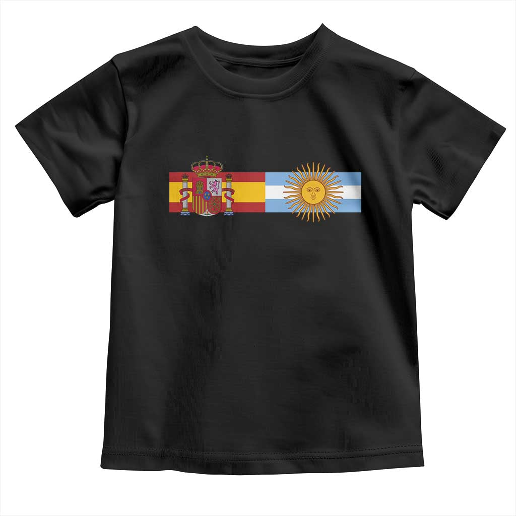 Spain Argentina Dual Flag Graphic Toddler T Shirt Mixed Roots Spanish Argentine Heritage Pride Match Day
