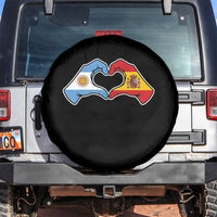 Argentina Spain Flag Heart Hands Graphic Spare Tire Cover Argentine Spanish Mixed Roots Pride Dual Heritage Match Day
