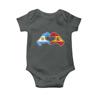 Argentina Spain Flag Heart Hands Graphic Baby Onesie Argentine Spanish Mixed Roots Pride Dual Heritage Match Day