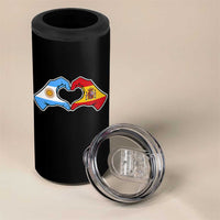Argentina Spain Flag Heart Hands Graphic 4 in 1 Can Cooler Tumbler Argentine Spanish Mixed Roots Pride Dual Heritage Match Day