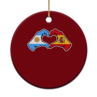 Argentina Spain Flag Heart Hands Graphic Ceramic Ornament Argentine Spanish Mixed Roots Pride Dual Heritage Match Day