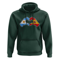 Argentina Spain Flag Heart Hands Graphic Hoodie Argentine Spanish Mixed Roots Pride Dual Heritage Match Day