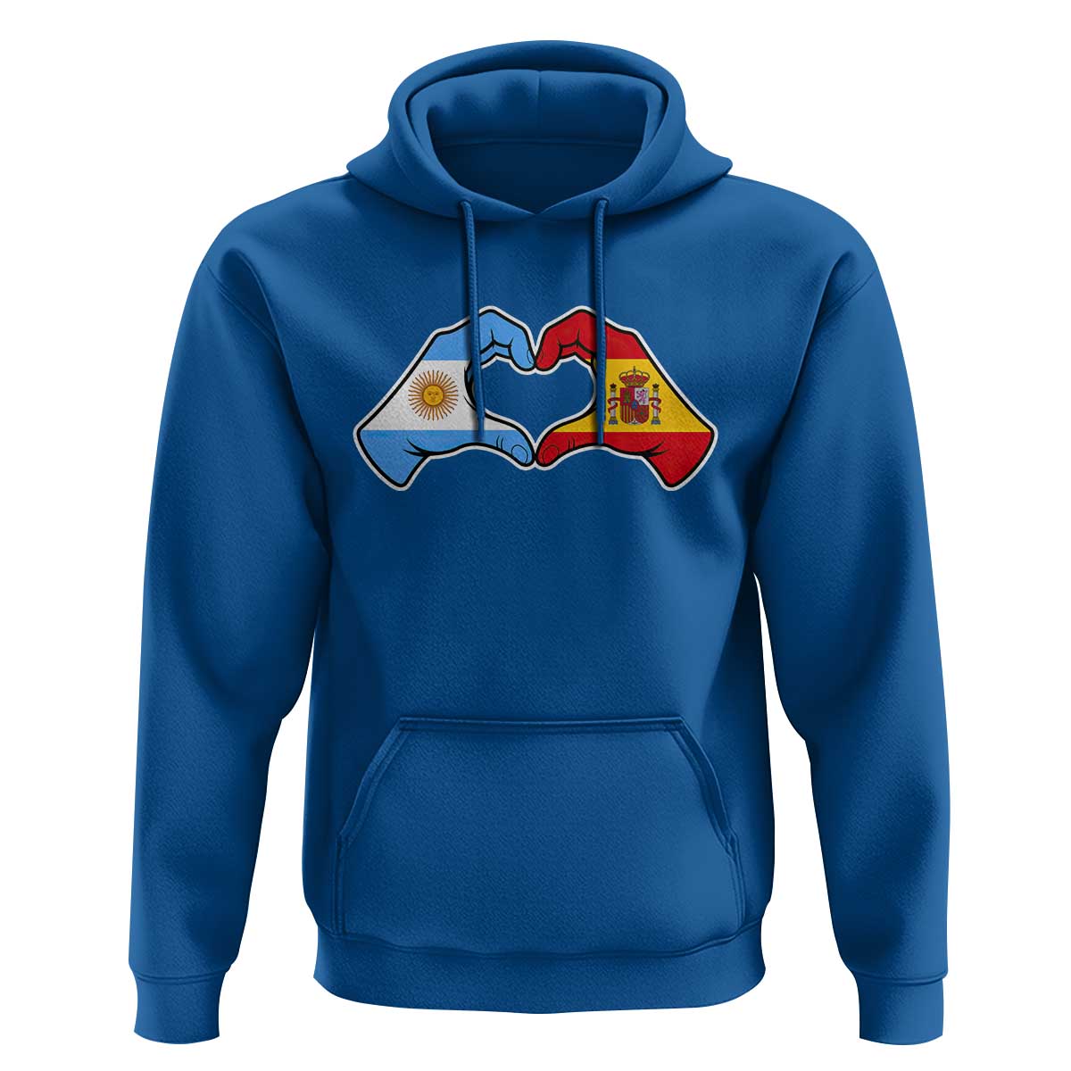 Argentina Spain Flag Heart Hands Graphic Hoodie Argentine Spanish Mixed Roots Pride Dual Heritage Match Day