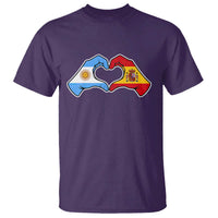 Argentina Spain Flag Heart Hands Graphic T Shirt Argentine Spanish Mixed Roots Pride Dual Heritage Match Day