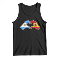 Argentina Spain Flag Heart Hands Graphic Tank Top Argentine Spanish Mixed Roots Pride Dual Heritage Match Day