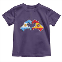 Argentina Spain Flag Heart Hands Graphic Toddler T Shirt Argentine Spanish Mixed Roots Pride Dual Heritage Match Day