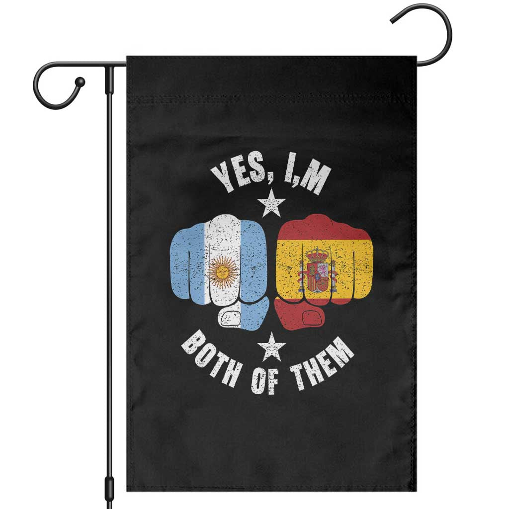 Yes Im Both Of Them Argentina Spain Fist Bump Graphic Garden Flag Proud Spanish Argentine Dual Heritage Pride Match Day