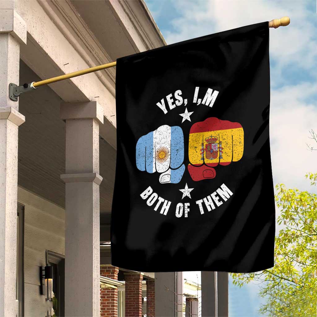 Yes Im Both Of Them Argentina Spain Fist Bump Graphic Garden Flag Proud Spanish Argentine Dual Heritage Pride Match Day