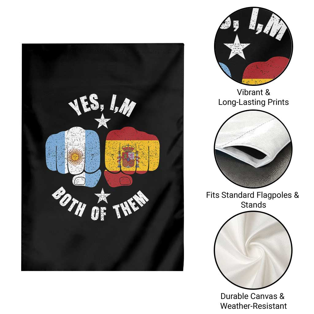 Yes Im Both Of Them Argentina Spain Fist Bump Graphic Garden Flag Proud Spanish Argentine Dual Heritage Pride Match Day