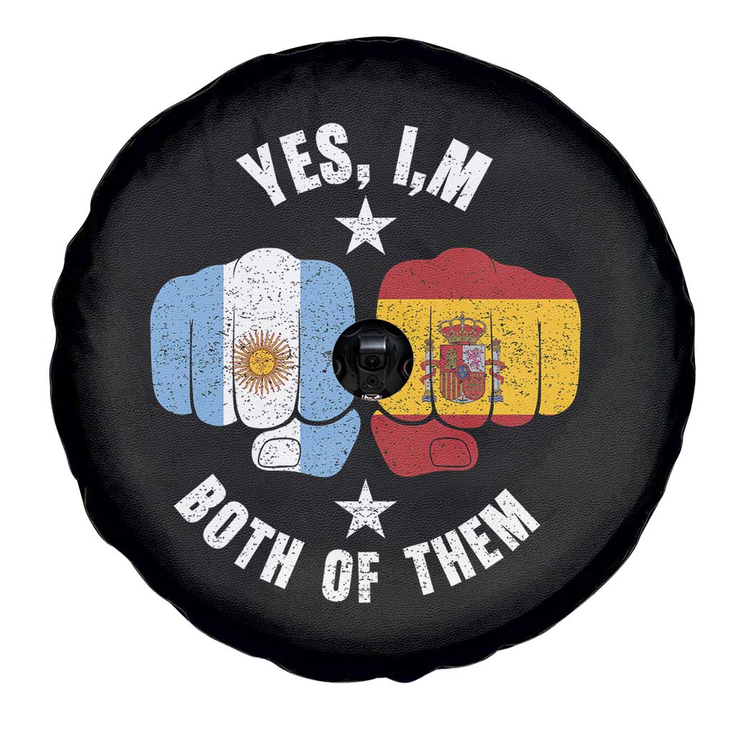 Yes Im Both Of Them Argentina Spain Fist Bump Graphic Spare Tire Cover Proud Spanish Argentine Dual Heritage Pride Match Day