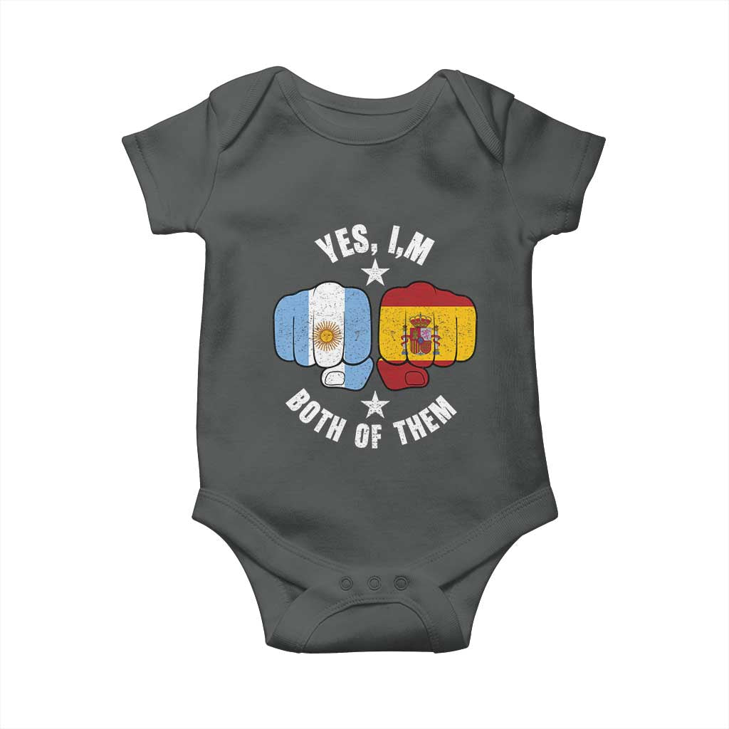 Yes Im Both Of Them Argentina Spain Fist Bump Graphic Baby Onesie Proud Spanish Argentine Dual Heritage Pride Match Day