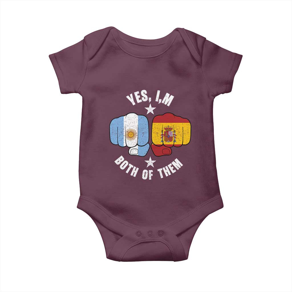 Yes Im Both Of Them Argentina Spain Fist Bump Graphic Baby Onesie Proud Spanish Argentine Dual Heritage Pride Match Day