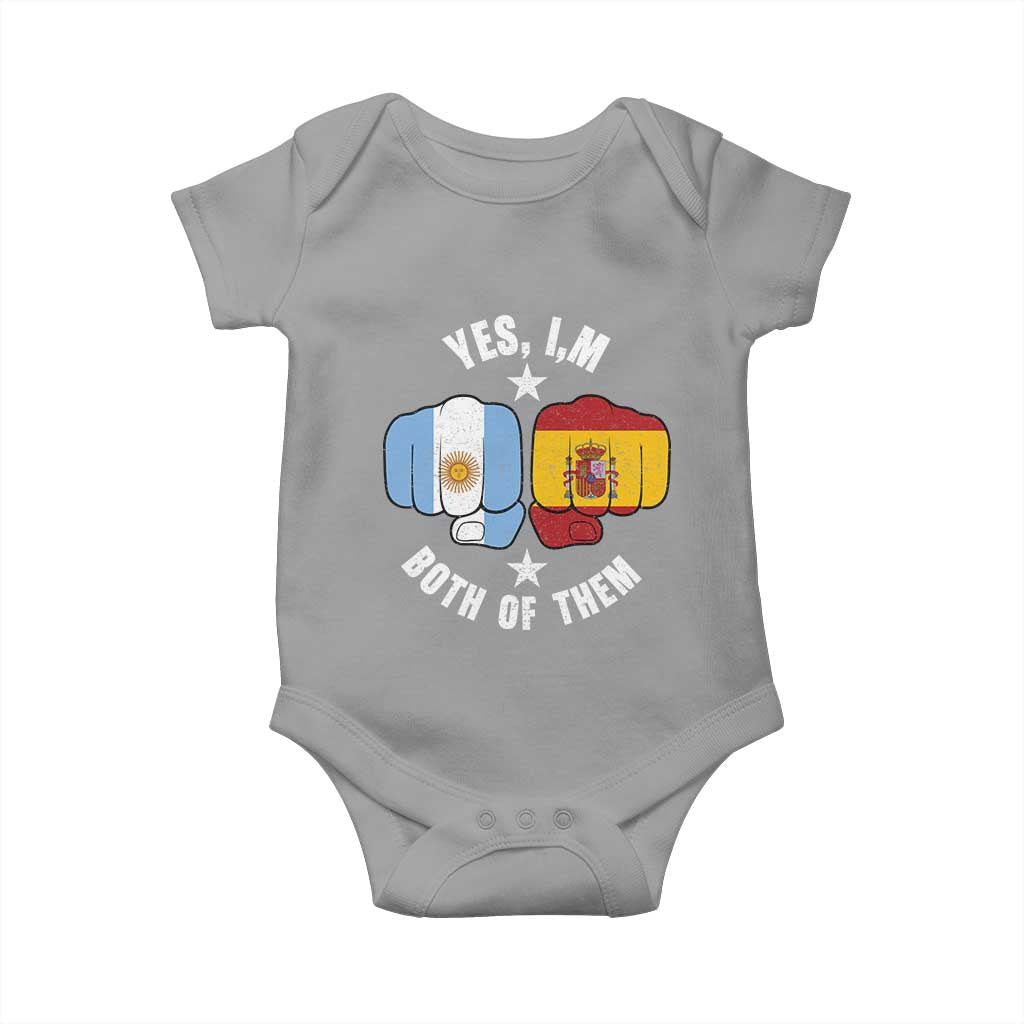 Yes Im Both Of Them Argentina Spain Fist Bump Graphic Baby Onesie Proud Spanish Argentine Dual Heritage Pride Match Day
