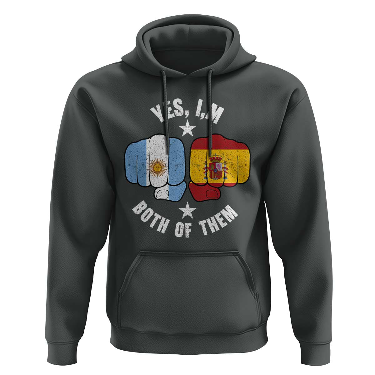 Yes Im Both Of Them Argentina Spain Fist Bump Graphic Hoodie Proud Spanish Argentine Dual Heritage Pride Match Day