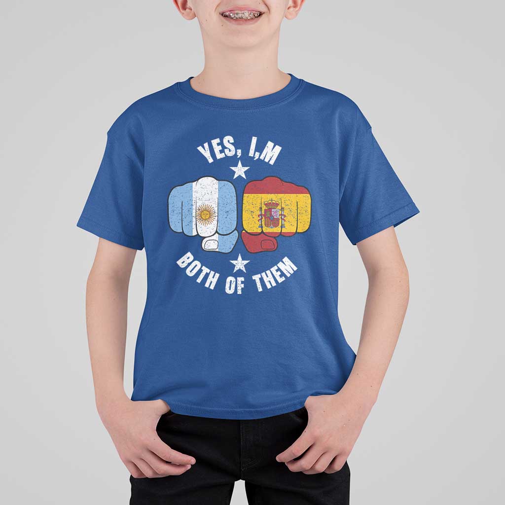 Yes Im Both Of Them Argentina Spain Fist Bump Graphic T Shirt For Kid Proud Spanish Argentine Dual Heritage Pride Match Day
