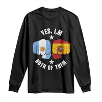 Yes Im Both Of Them Argentina Spain Fist Bump Graphic Long Sleeve Shirt Proud Spanish Argentine Dual Heritage Pride Match Day