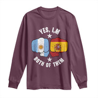 Yes Im Both Of Them Argentina Spain Fist Bump Graphic Long Sleeve Shirt Proud Spanish Argentine Dual Heritage Pride Match Day