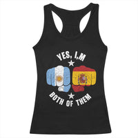 Yes Im Both Of Them Argentina Spain Fist Bump Graphic Racerback Tank Top Proud Spanish Argentine Dual Heritage Pride Match Day