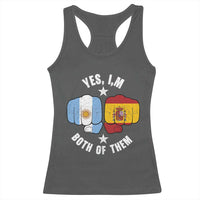 Yes Im Both Of Them Argentina Spain Fist Bump Graphic Racerback Tank Top Proud Spanish Argentine Dual Heritage Pride Match Day