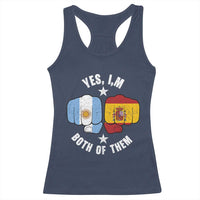 Yes Im Both Of Them Argentina Spain Fist Bump Graphic Racerback Tank Top Proud Spanish Argentine Dual Heritage Pride Match Day