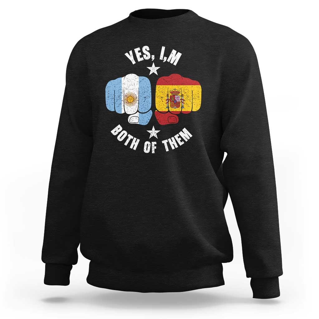 Yes Im Both Of Them Argentina Spain Fist Bump Graphic Sweatshirt Proud Spanish Argentine Dual Heritage Pride Match Day