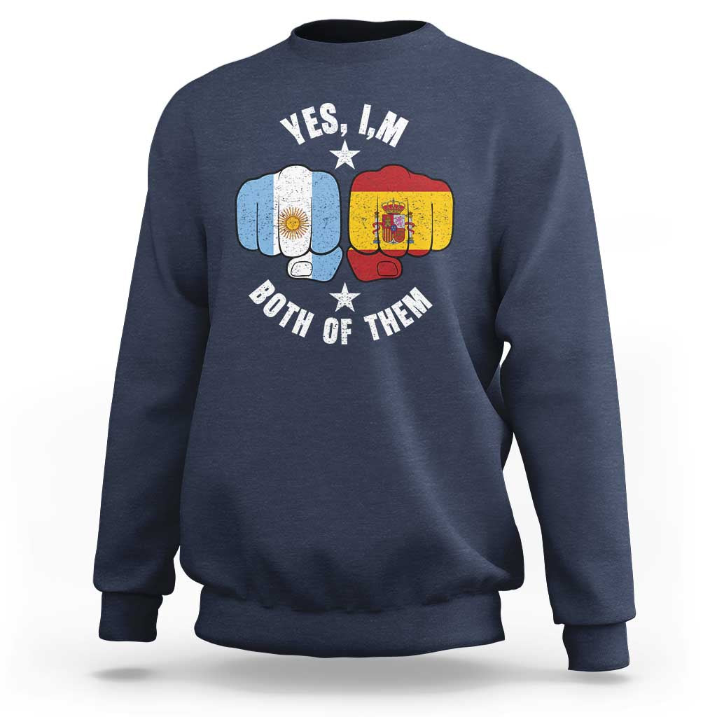 Yes Im Both Of Them Argentina Spain Fist Bump Graphic Sweatshirt Proud Spanish Argentine Dual Heritage Pride Match Day