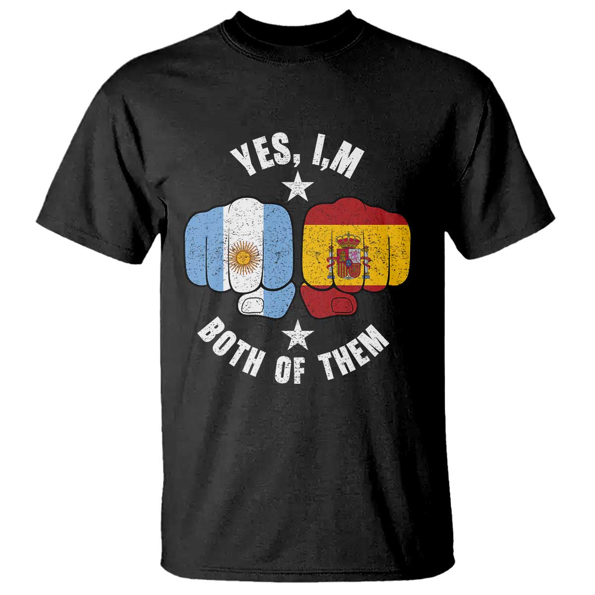 Yes Im Both Of Them Argentina Spain Fist Bump Graphic T Shirt Proud Spanish Argentine Dual Heritage Pride Match Day