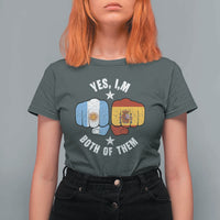 Yes Im Both Of Them Argentina Spain Fist Bump Graphic T Shirt For Women Proud Spanish Argentine Dual Heritage Pride Match Day