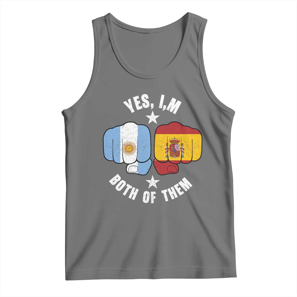 Yes Im Both Of Them Argentina Spain Fist Bump Graphic Tank Top Proud Spanish Argentine Dual Heritage Pride Match Day