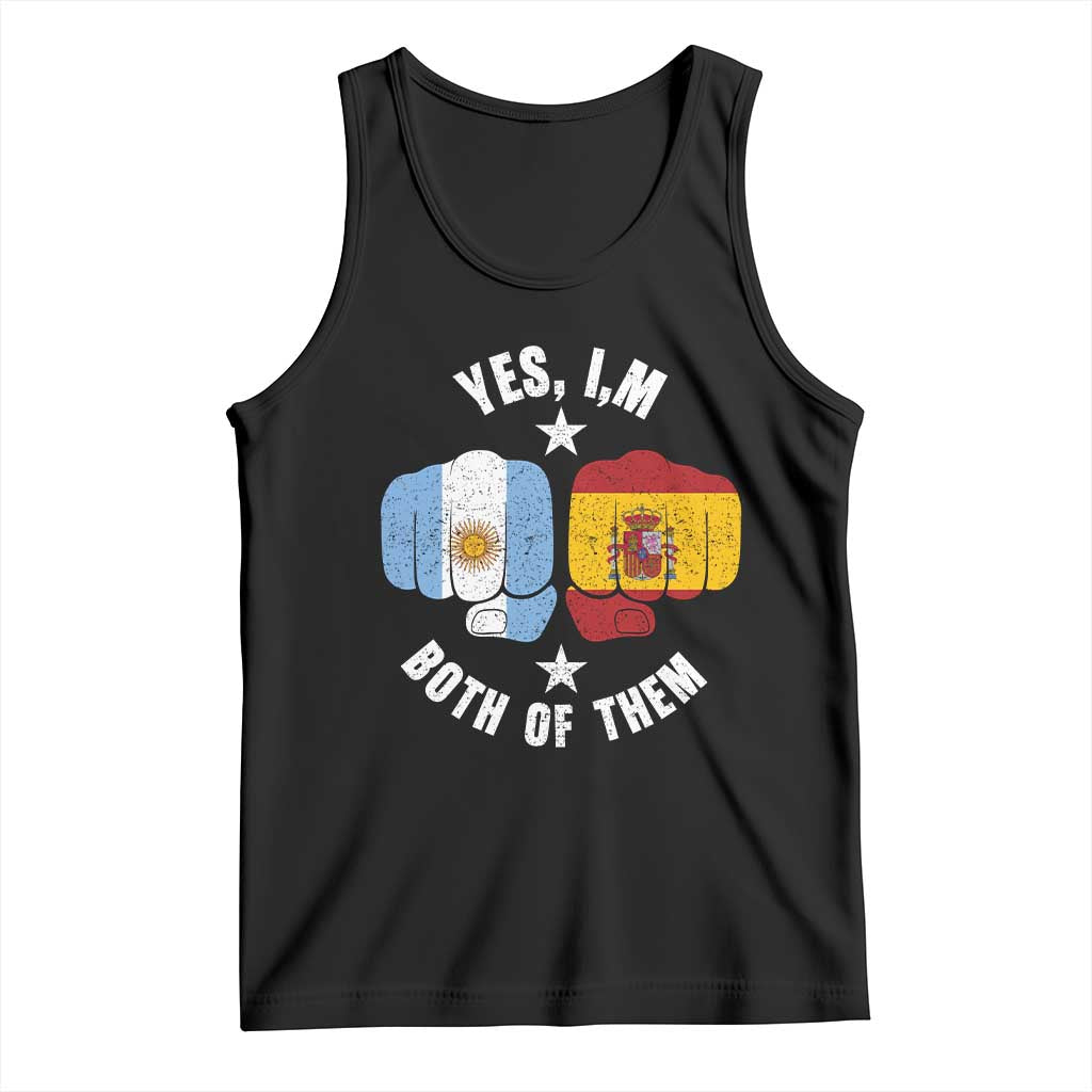 Yes Im Both Of Them Argentina Spain Fist Bump Graphic Tank Top Proud Spanish Argentine Dual Heritage Pride Match Day