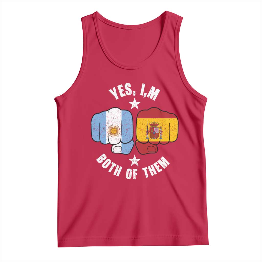Yes Im Both Of Them Argentina Spain Fist Bump Graphic Tank Top Proud Spanish Argentine Dual Heritage Pride Match Day