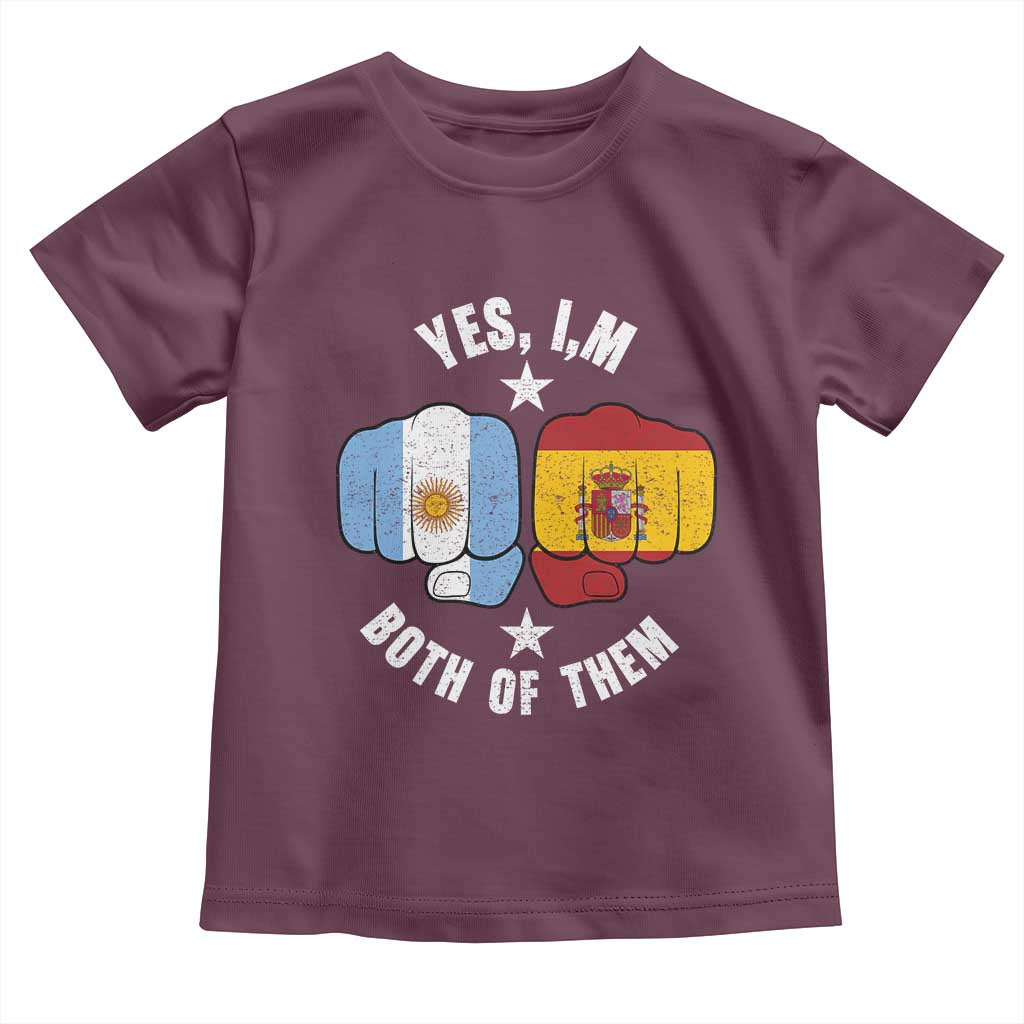 Yes Im Both Of Them Argentina Spain Fist Bump Graphic Toddler T Shirt Proud Spanish Argentine Dual Heritage Pride Match Day