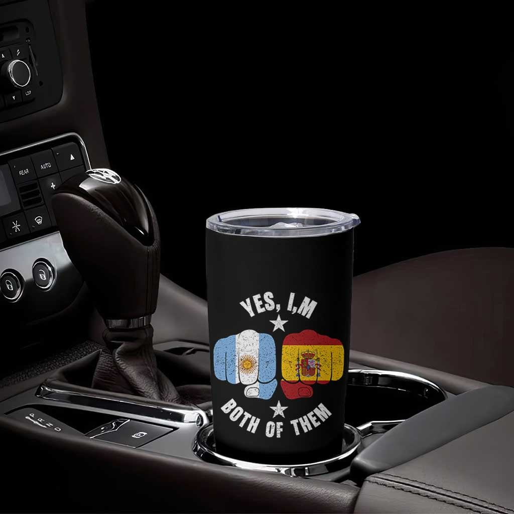 Yes Im Both Of Them Argentina Spain Fist Bump Graphic Tumbler Cup Proud Spanish Argentine Dual Heritage Pride Match Day