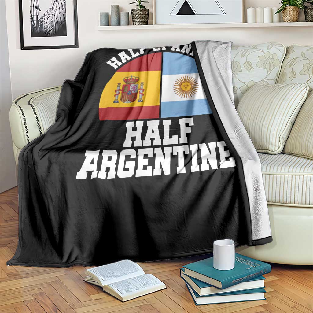 Half Spanish Half Argentine Flag Graphic Throw Blanket Proud Spain Argentina Dual Heritage Pride