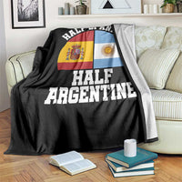 Half Spanish Half Argentine Flag Graphic Throw Blanket Proud Spain Argentina Dual Heritage Pride