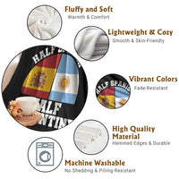 Half Spanish Half Argentine Flag Graphic Throw Blanket Proud Spain Argentina Dual Heritage Pride