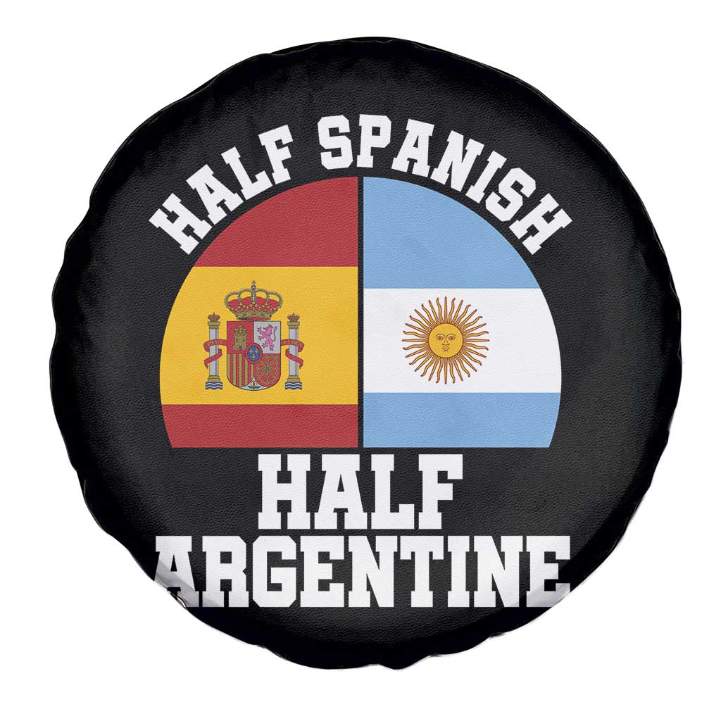 Half Spanish Half Argentine Flag Graphic Spare Tire Cover Proud Spain Argentina Dual Heritage Pride