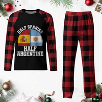 Half Spanish Half Argentine Flag Graphic Plaid Pajama Set Proud Spain Argentina Dual Heritage Pride