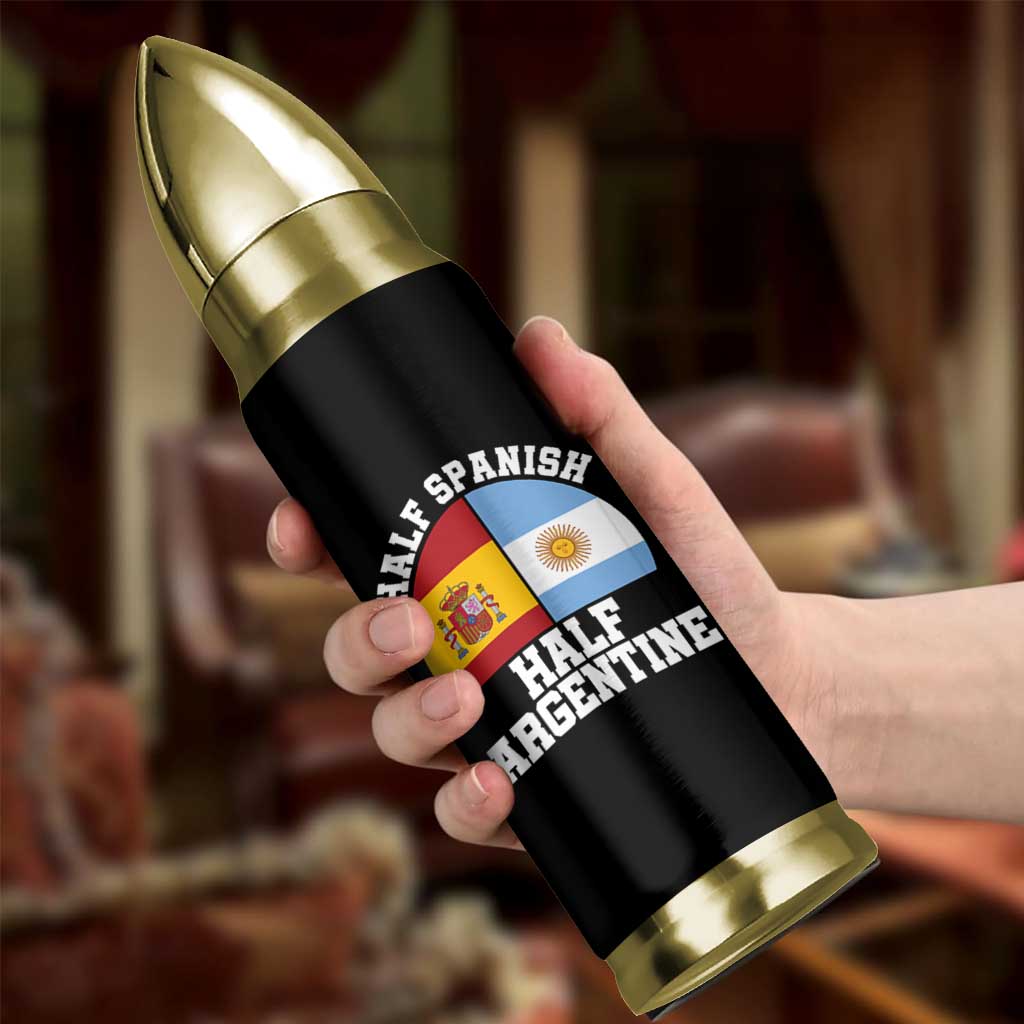 Half Spanish Half Argentine Flag Graphic Bullet Tumbler Proud Spain Argentina Dual Heritage Pride