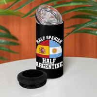Half Spanish Half Argentine Flag Graphic 4 in 1 Can Cooler Tumbler Proud Spain Argentina Dual Heritage Pride