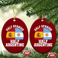 Half Spanish Half Argentine Flag Graphic Ceramic Ornament Proud Spain Argentina Dual Heritage Pride
