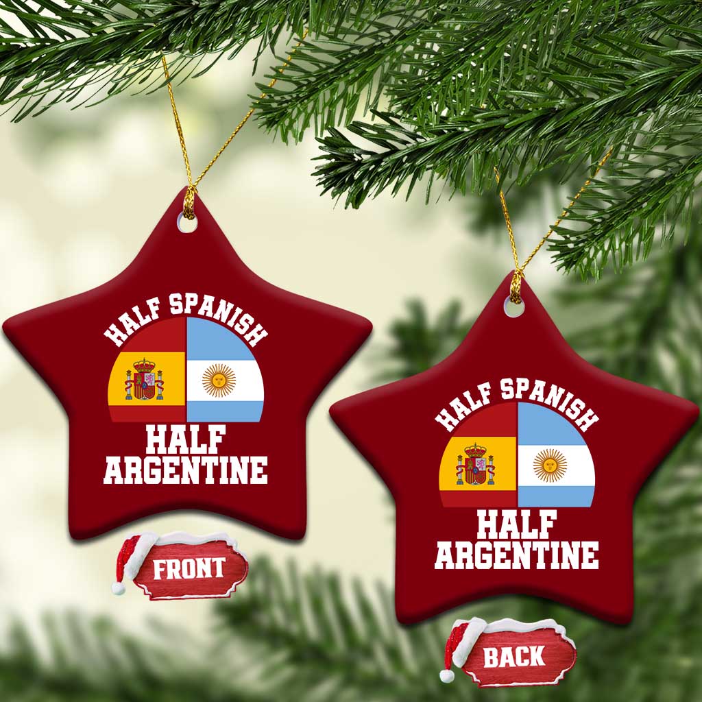 Half Spanish Half Argentine Flag Graphic Ceramic Ornament Proud Spain Argentina Dual Heritage Pride