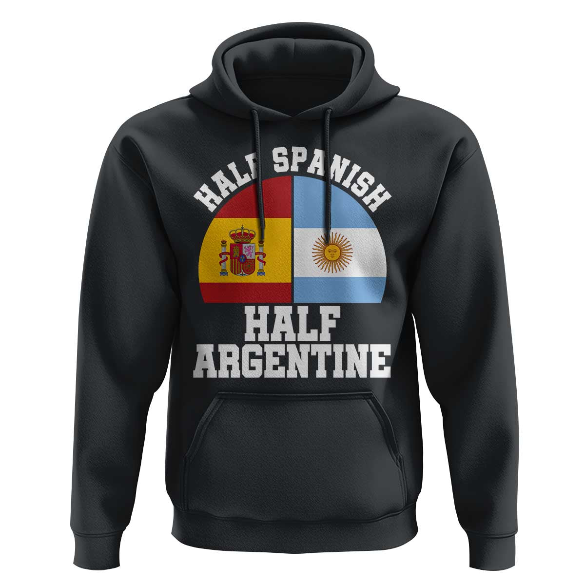 Half Spanish Half Argentine Flag Graphic Hoodie Proud Spain Argentina Dual Heritage Pride