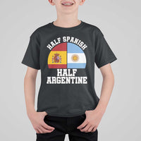 Half Spanish Half Argentine Flag Graphic T Shirt For Kid Proud Spain Argentina Dual Heritage Pride