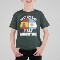 Half Spanish Half Argentine Flag Graphic T Shirt For Kid Proud Spain Argentina Dual Heritage Pride