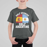 Half Spanish Half Argentine Flag Graphic T Shirt For Kid Proud Spain Argentina Dual Heritage Pride