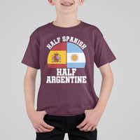 Half Spanish Half Argentine Flag Graphic T Shirt For Kid Proud Spain Argentina Dual Heritage Pride