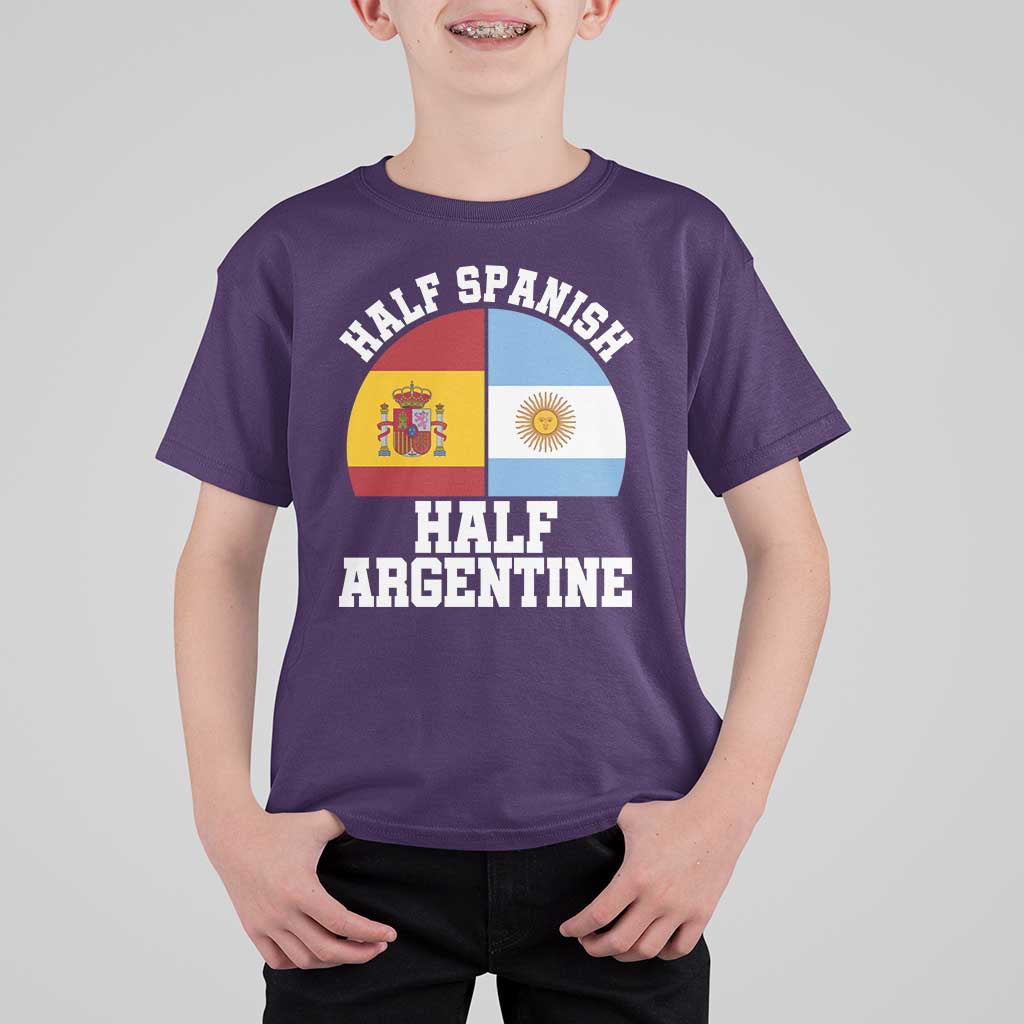 Half Spanish Half Argentine Flag Graphic T Shirt For Kid Proud Spain Argentina Dual Heritage Pride